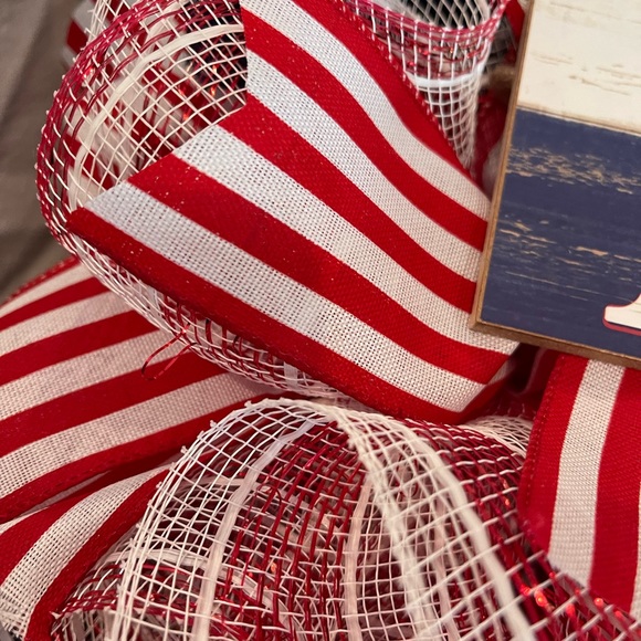 Patriotic WREATH “PROUD TO BE AN AMERICAN” Red,White & Blue 24” Memorial Day 7/4 - Picture 6 of 9